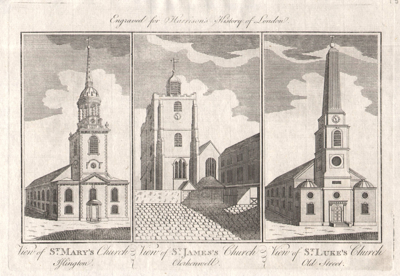 St Mary's Church Islington Old St James's Clerkenwell St Luke's Old Street 1776